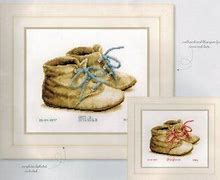 Vervaco Baby Shoes on Aida Counted X Stitch Kit #PN-0162101 7.2" x 6"